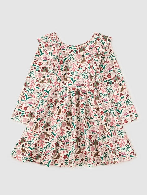 Ruffle Shoulder Ballet Dress-Tea Party Floral