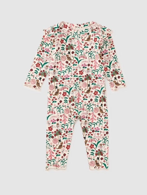 Ruffle Shoulder Baby Romper-Tea Party Floral