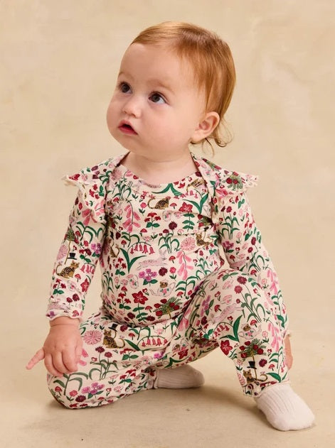 Ruffle Shoulder Baby Romper-Tea Party Floral