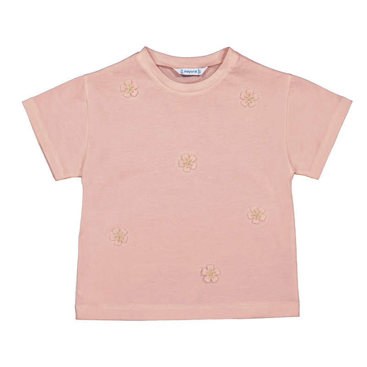 Blossom Tee Shirt with Flower Appliques