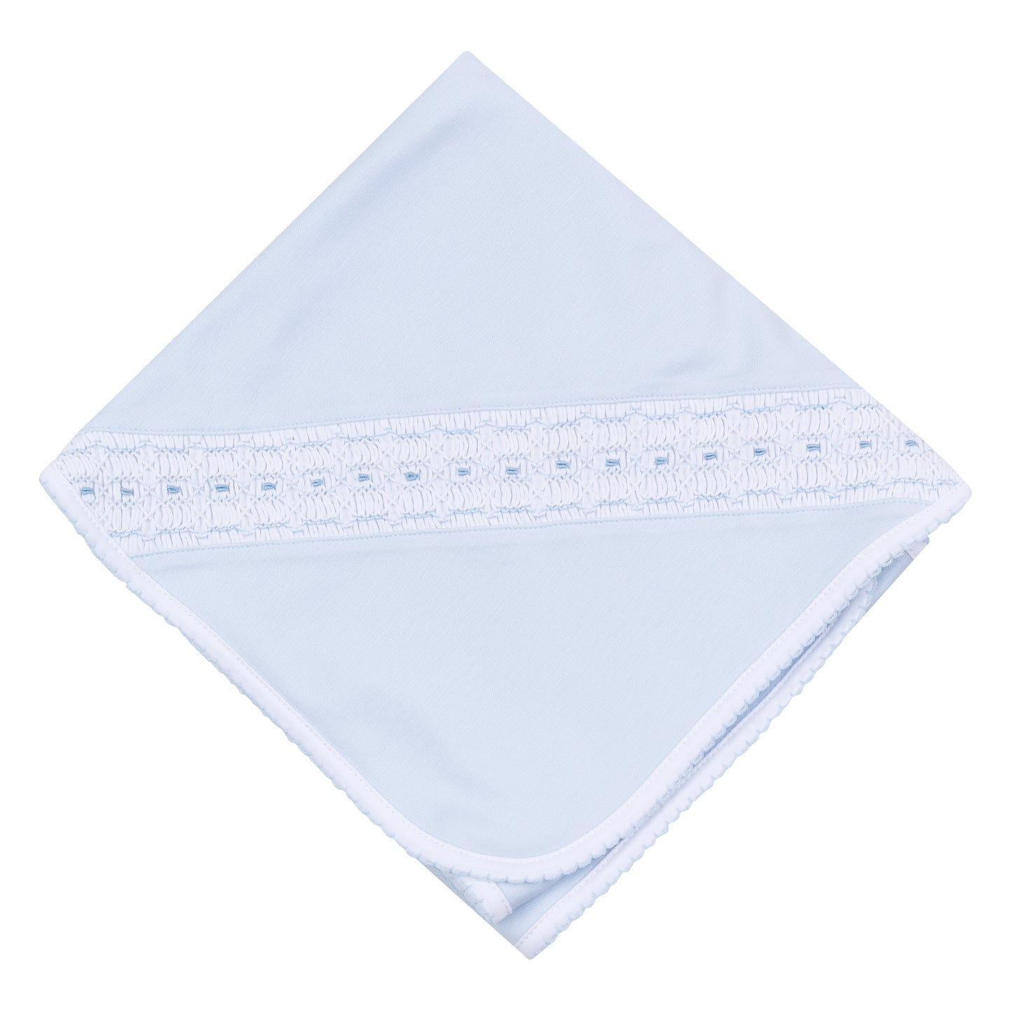 Landry Smocked Receiving Blanket - Light Blue