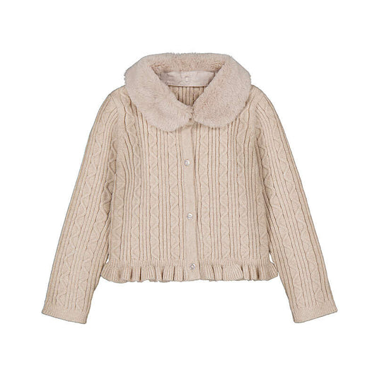Faux Fur Collar Cardigan