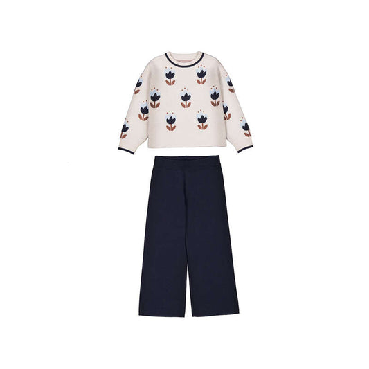 Floral Sweater and Knit Pant Set