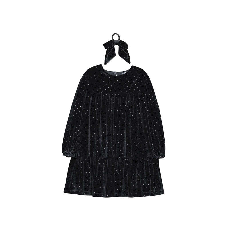 Velvet Dress with Hair Tie