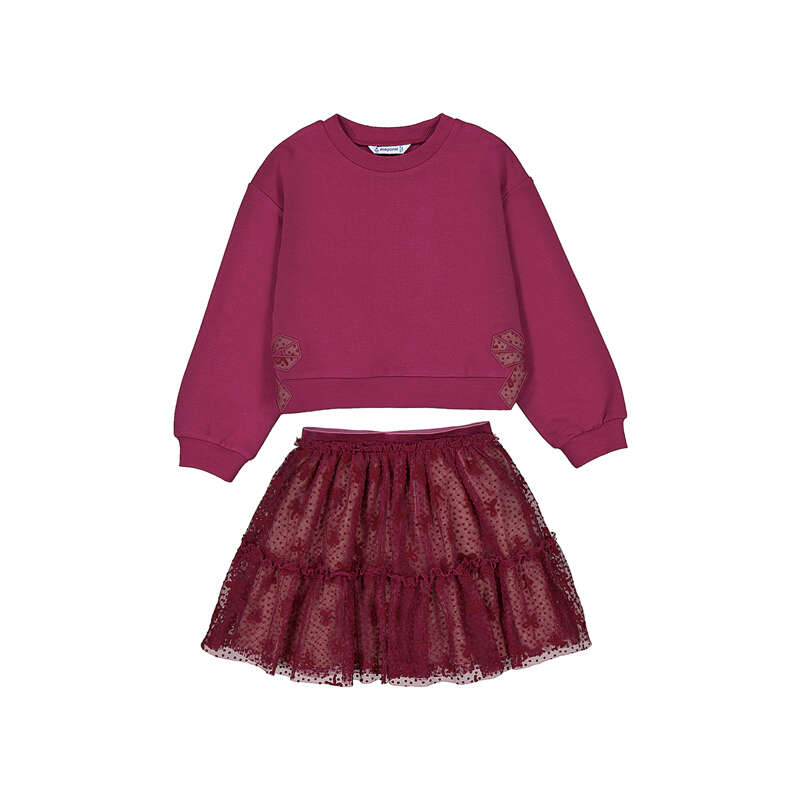 Raspberry Tulle Skirt and Pullover Set
