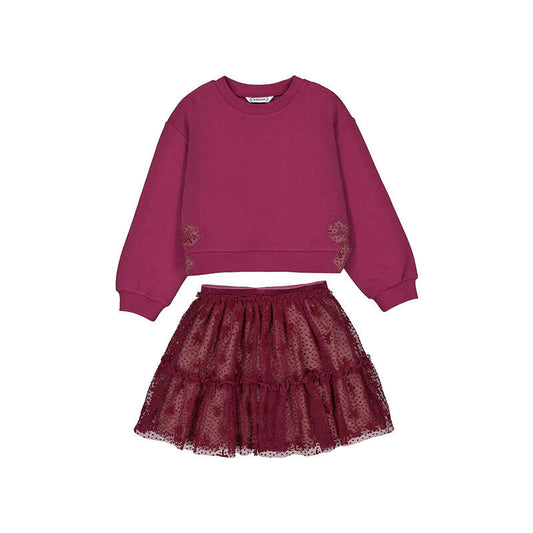 Raspberry Tulle Skirt and Pullover Set