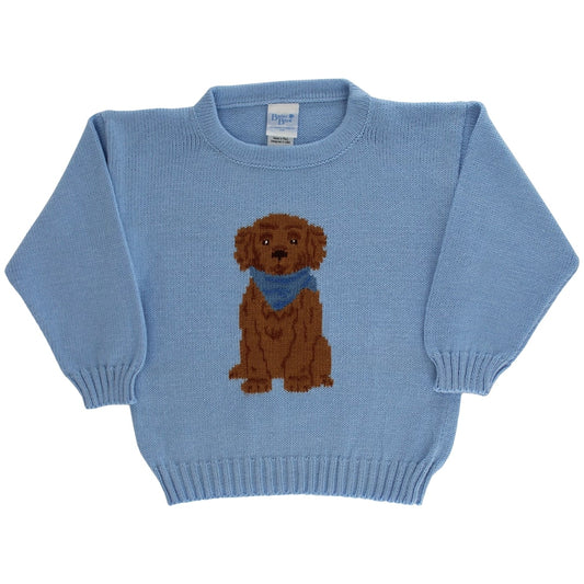 Crew Neck Sweater - Doodle on Lt. Blue