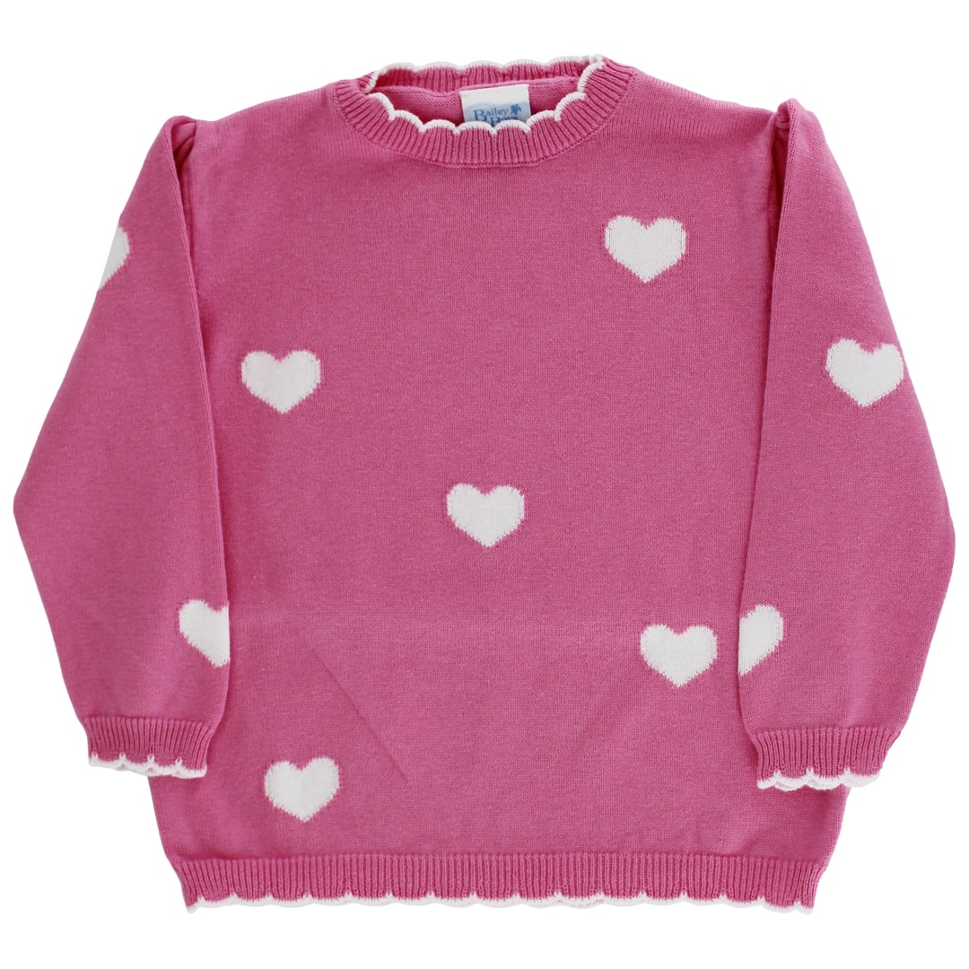 Crew Neck Sweater - Heart Print