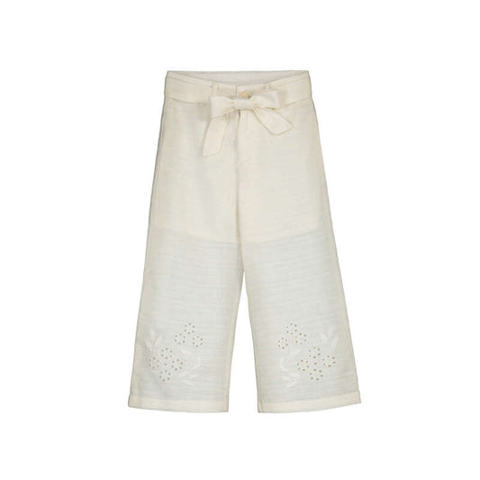 Linen Pants w Embroidered Flowers