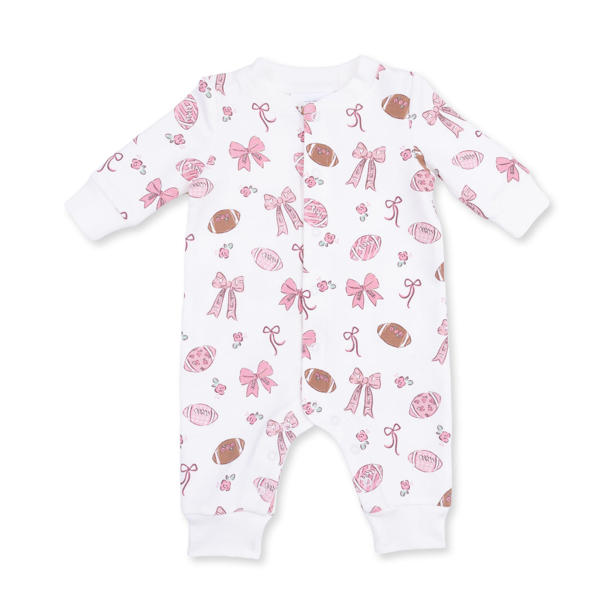 Baseball Collar Button Up Romper-Football Bows