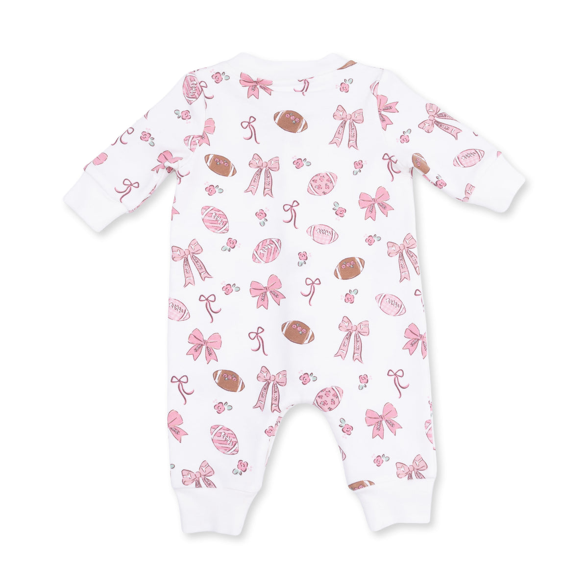 Baseball Collar Button Up Romper-Football Bows