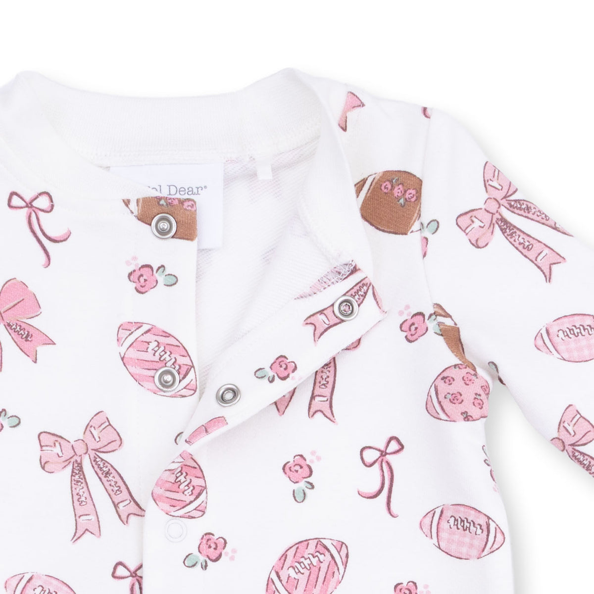 Baseball Collar Button Up Romper-Football Bows