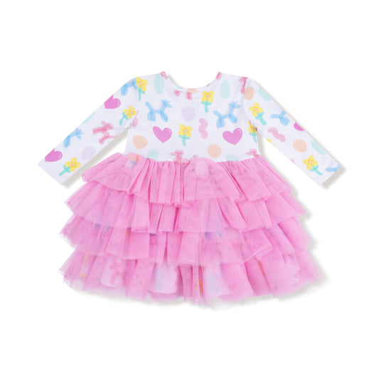 Balloon Animals Twirly Long Sleeve Tulle Dress