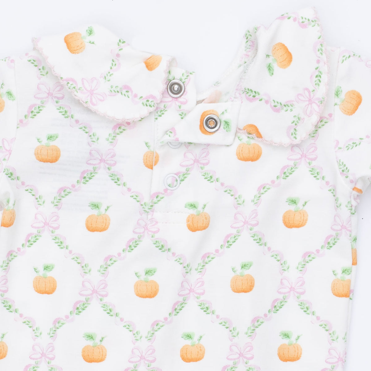 Smocked Peter Pan Snap Footie-Pretty Pumpkin Trellis