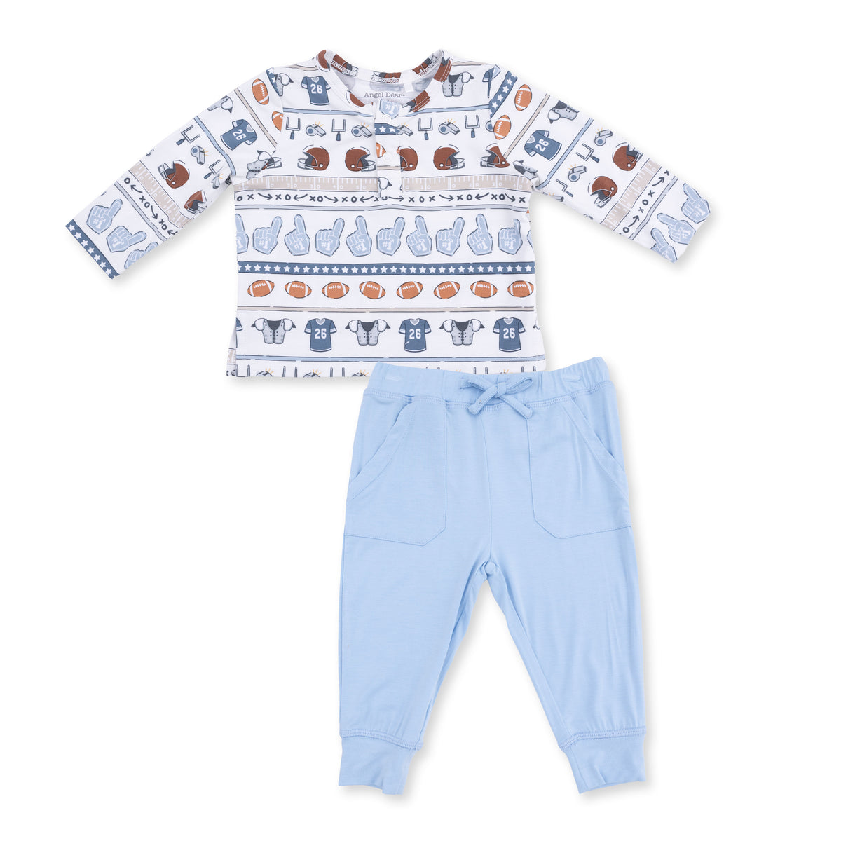 Long Sleeve Henley and Jogger-Football Stripe