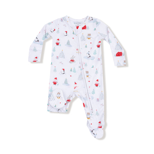 Santa Ski Friends 2 Way Zipper Footie