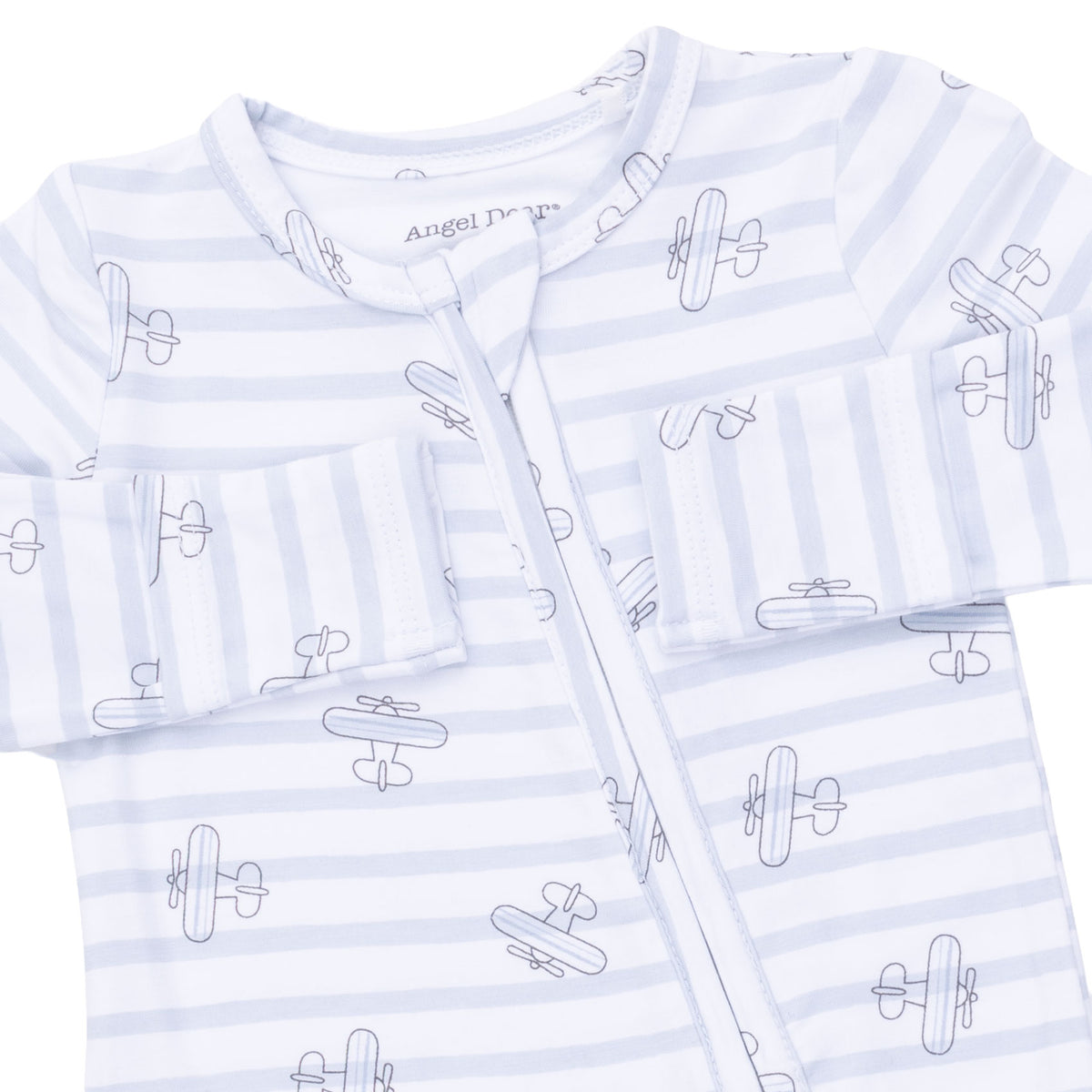 2 Way Zipper Footie-Airplane Stripe