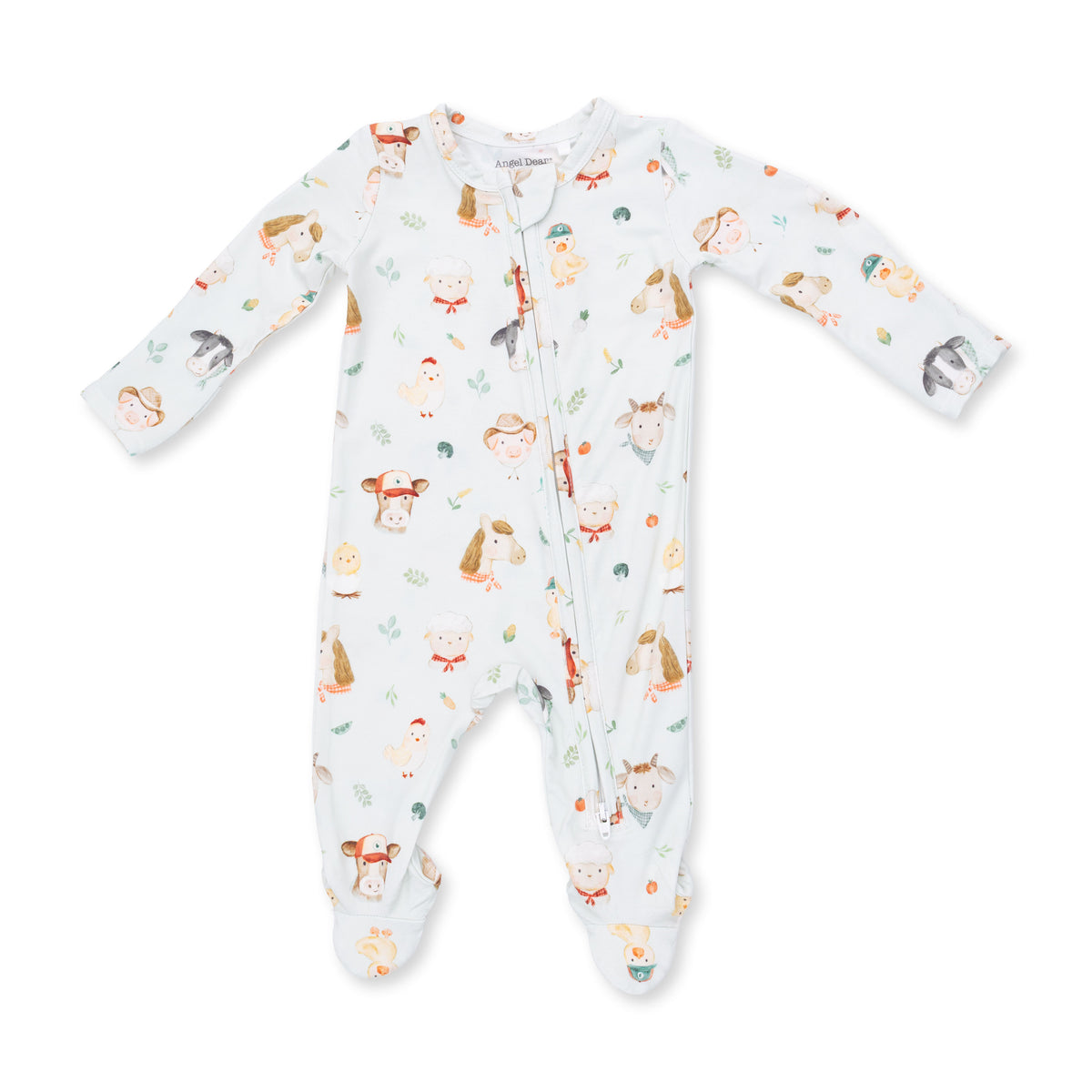 2 Way Zipper Footie-Baby Farm Faces