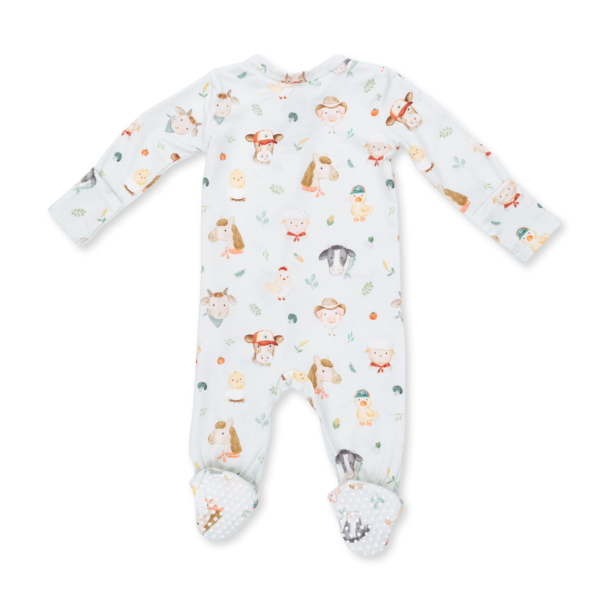 2 Way Zipper Footie-Baby Farm Faces