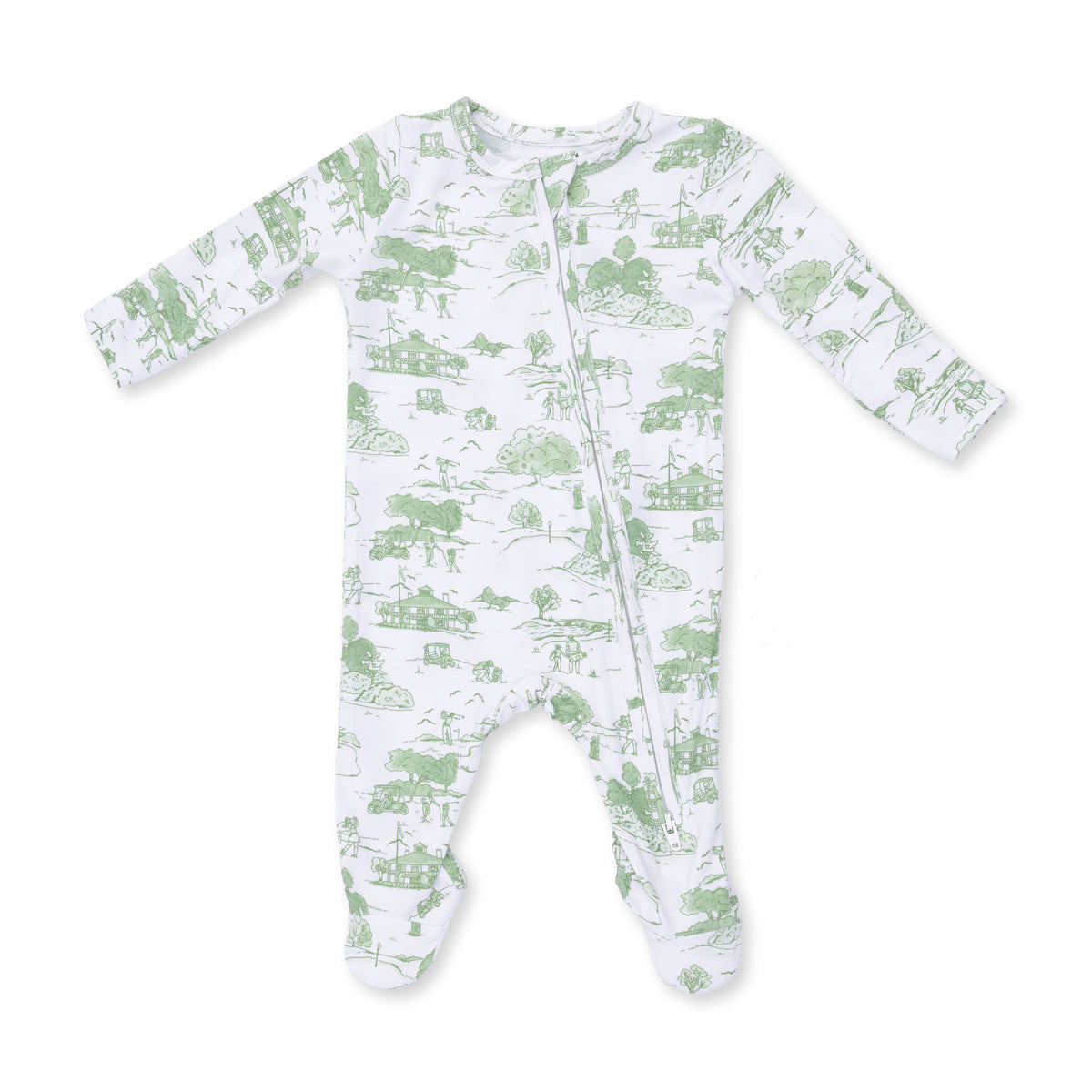 2 Way Zipper Footie-Golf Toile Green