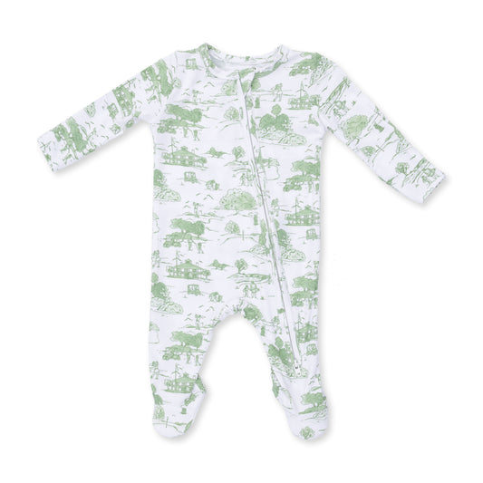 2 Way Zipper Footie-Golf Toile Green