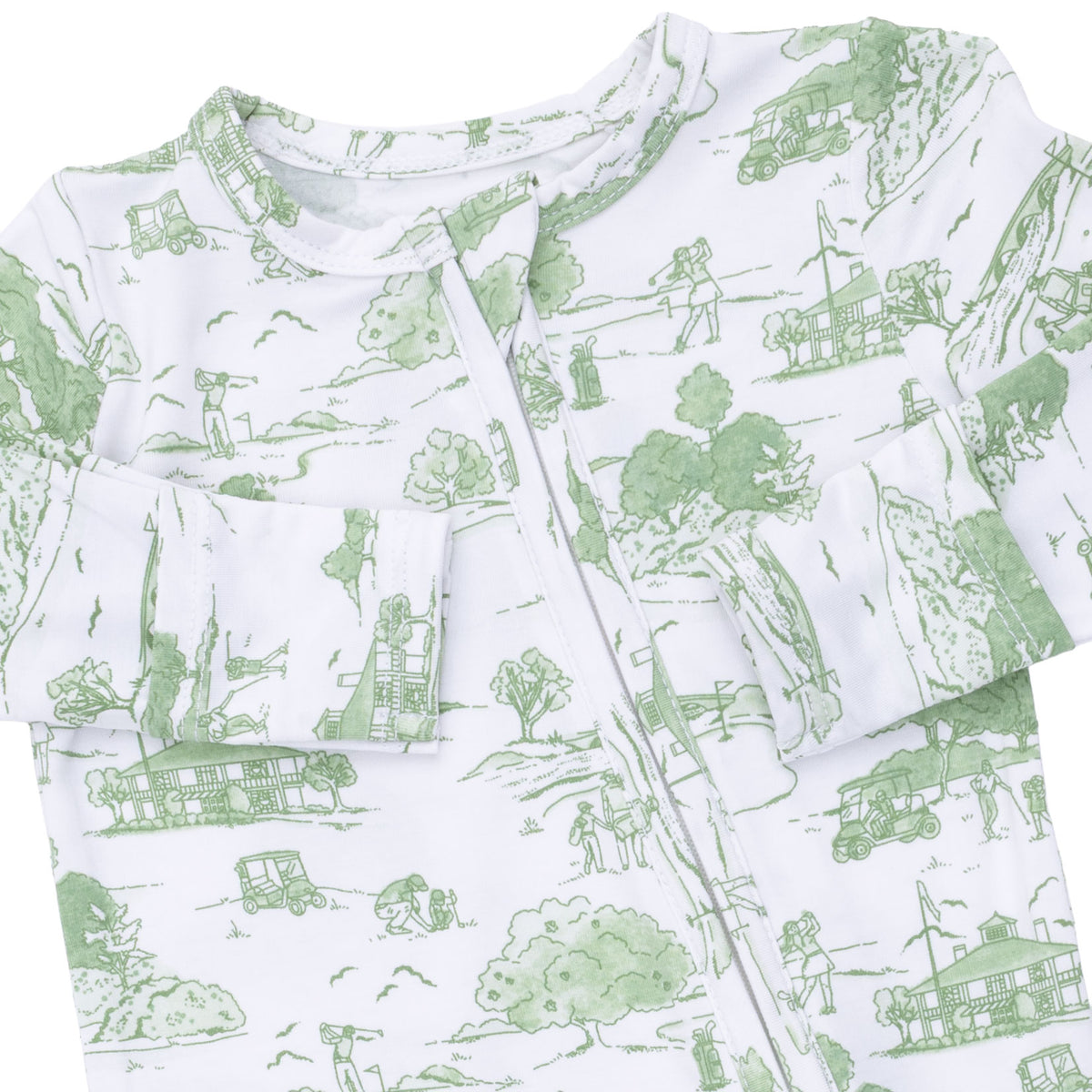2 Way Zipper Footie-Golf Toile Green