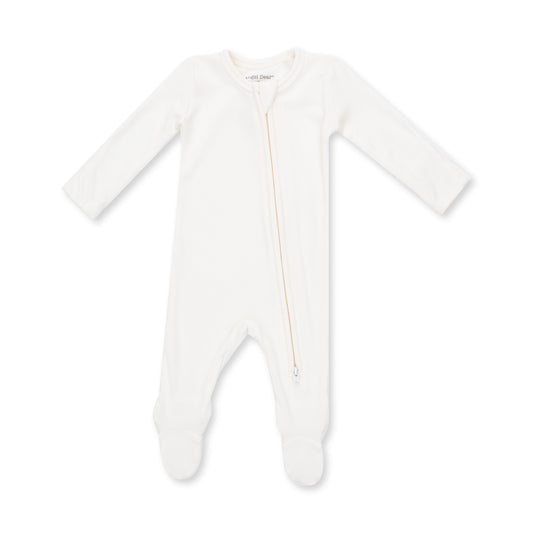 2 Way Zipper Footie-Solid Snow White