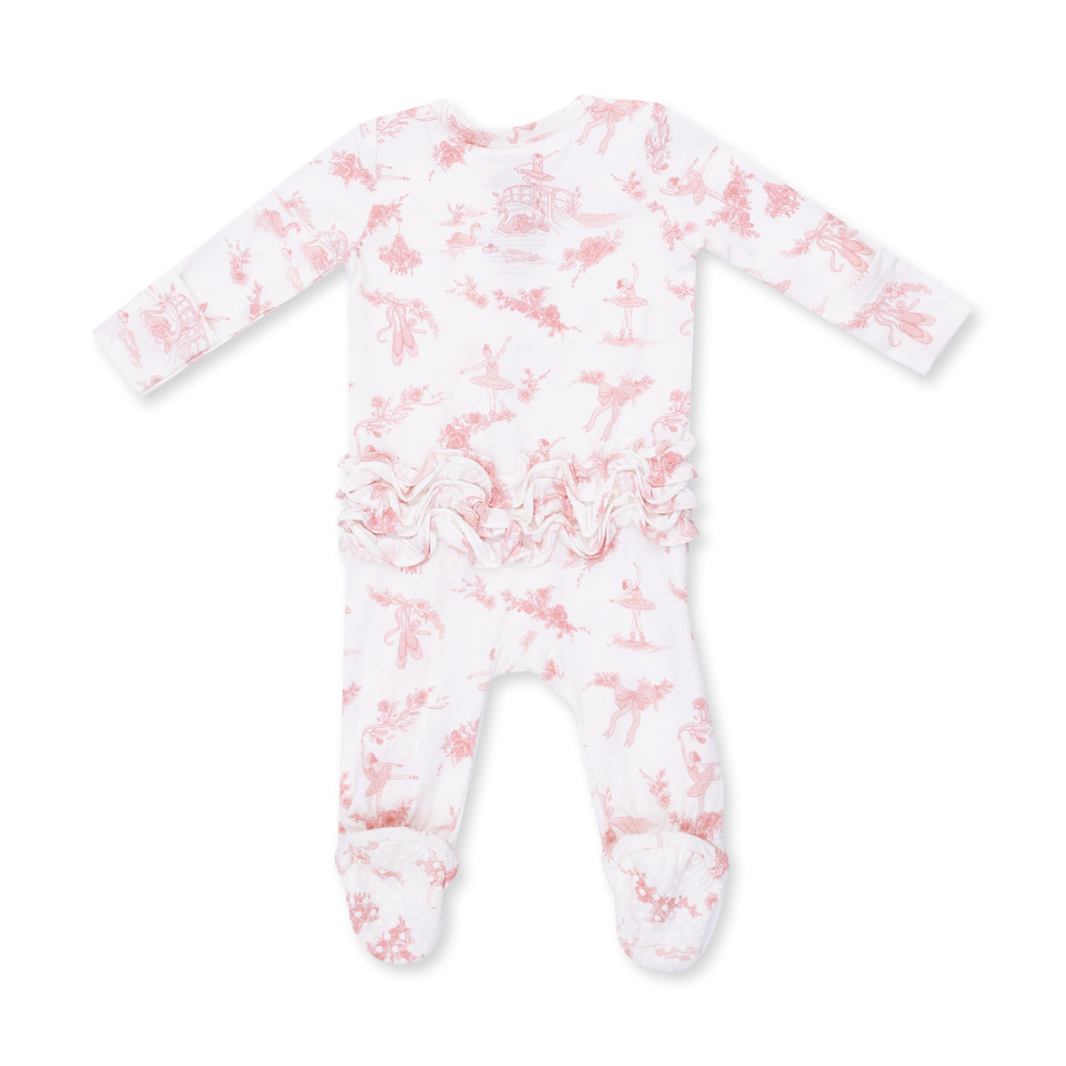 2 Way Ruffle Back Zipper Footie-Ballet Toile
