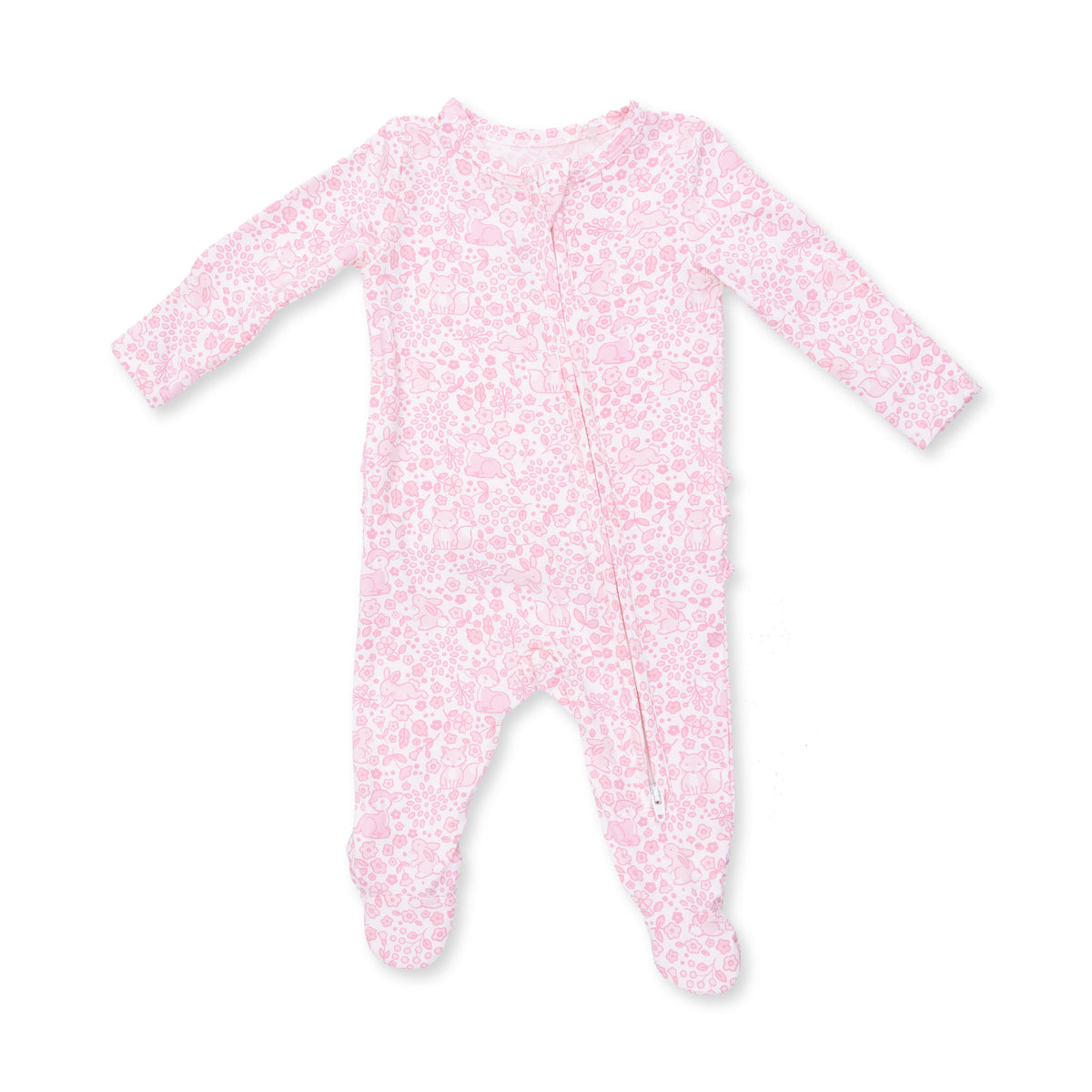 2 Way Ruffle Back Zipper Footie-Baby Woodland