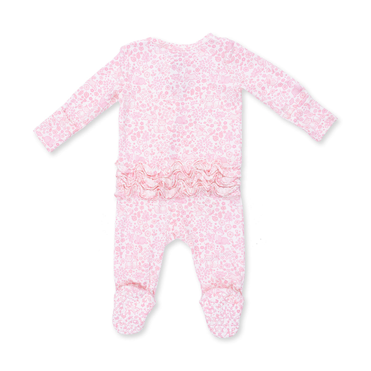 2 Way Ruffle Back Zipper Footie-Baby Woodland