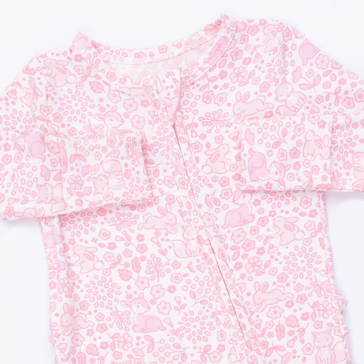 2 Way Ruffle Back Zipper Footie-Baby Woodland