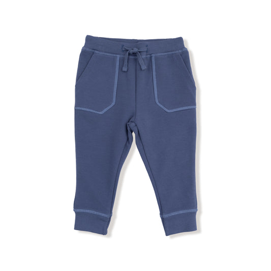 Indigo French Terry Varsity Jogger Pant