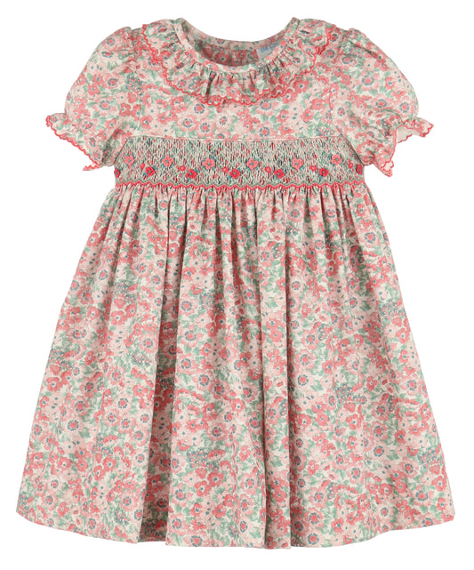 Scarlet Blush Floral Smocked Dress