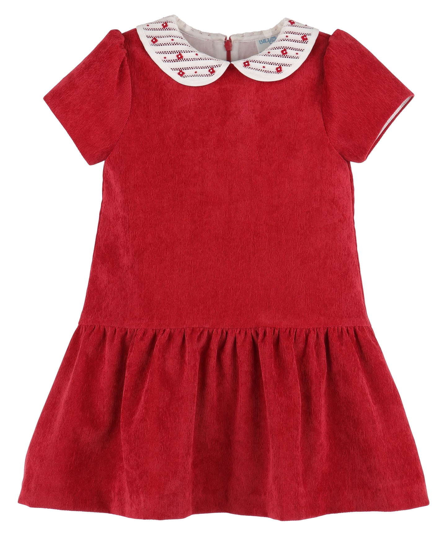 Randalls Dropwaist Dress with Collar-Red