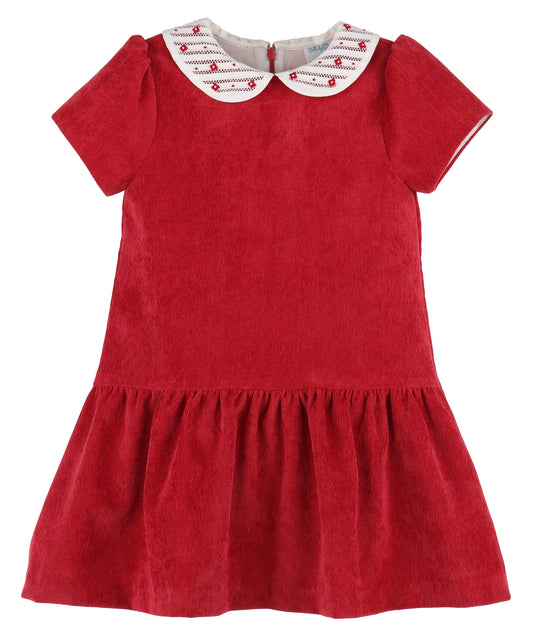 Randalls Dropwaist Dress with Collar-Red