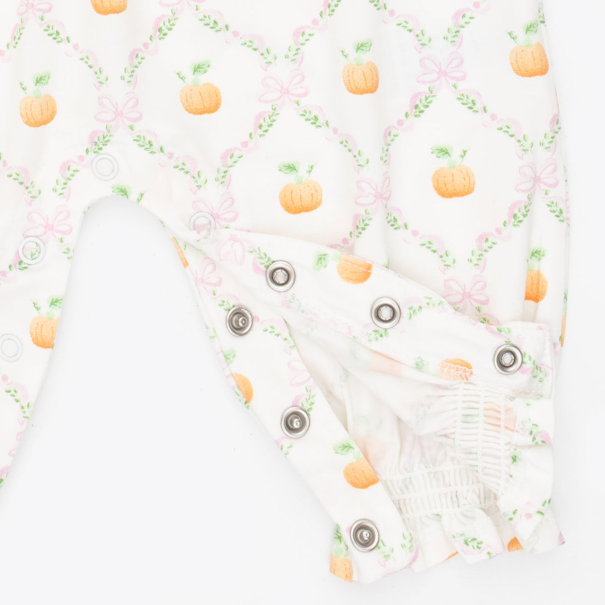 Smocked Long Sleeve Romper-Pretty Pumpkin Trellis