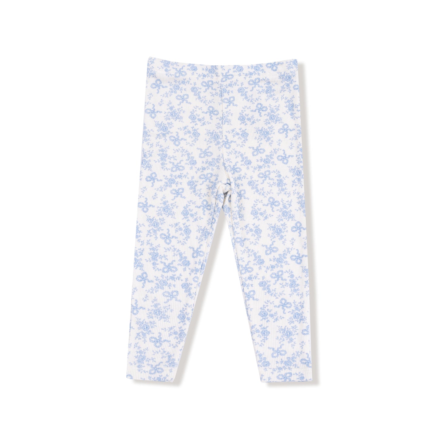 Romi Floral Waffle Pull Over w/ Ruffle & Rib Bow Applique w/ Rib Leggings