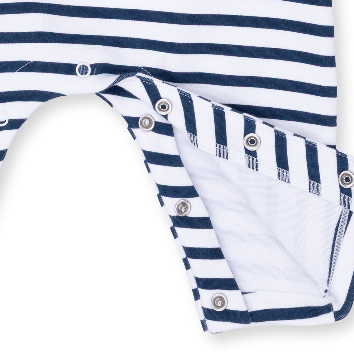 Long Sleeve Snap Shoulder Romper-Football Navy