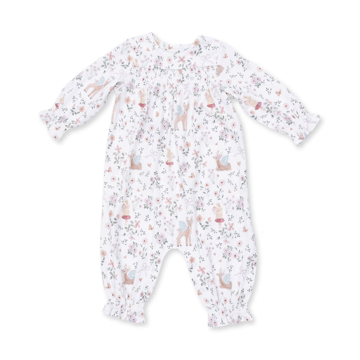 Smocked Long Sleeve Romper-Enchanted Woodland