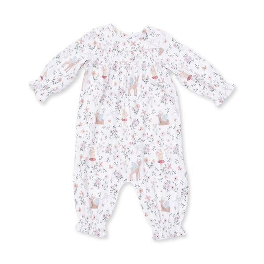 Smocked Long Sleeve Romper-Enchanted Woodland