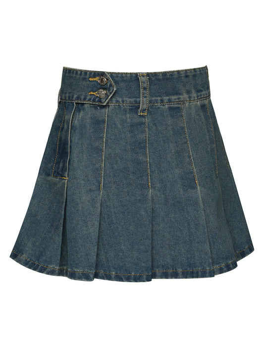 Denim Pleated Skirt