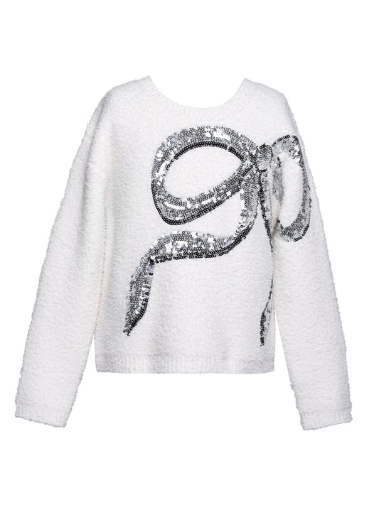 Sequin Embroidered Bow Sweater