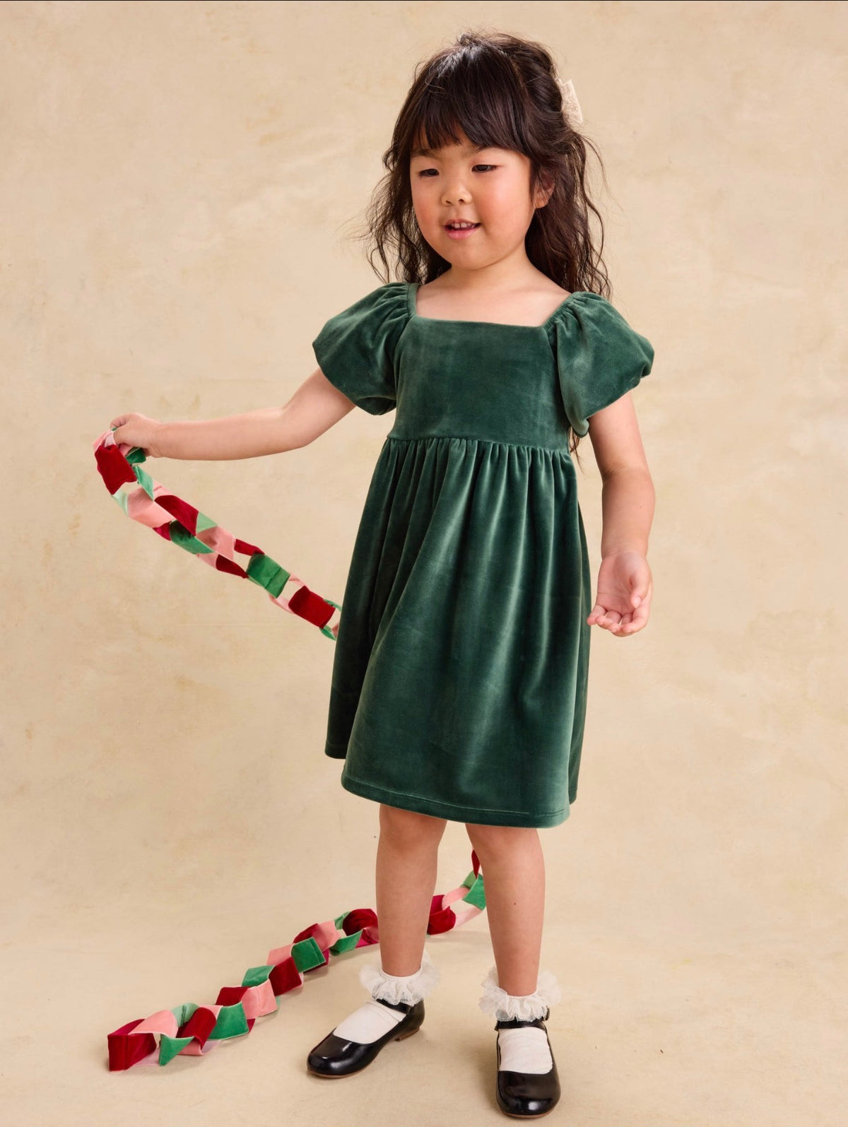Puff Shoulder Velour Dress