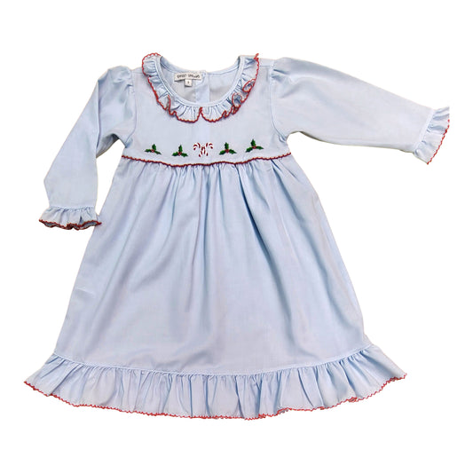Embroidered Candy Cane and Holly Nightgown