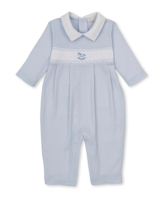 CLB Fall Medley 26 Blue Hand Smocked Playsuit