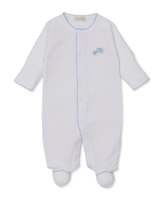 Premier Sweet Sheep White/Blue Hand Emb. Footie