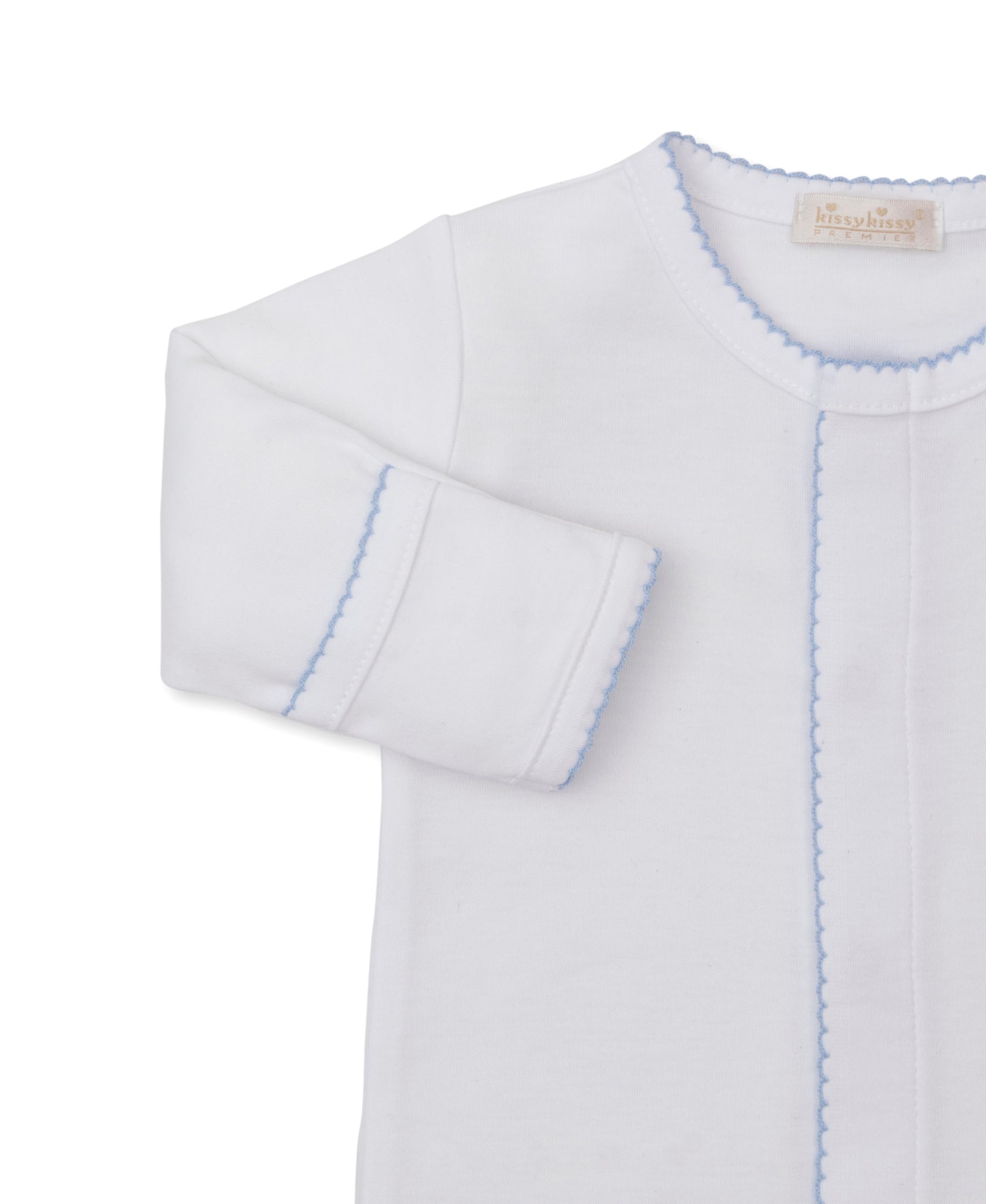Premier Sweet Sheep White/Blue Hand Emb. Footie