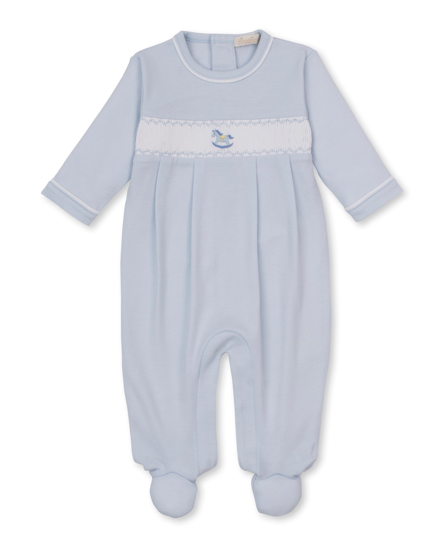 CLB Fall Medley 26 Blue Hand Smocked Footie
