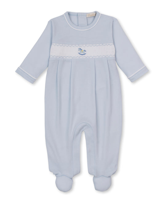 CLB Fall Medley 26 Blue Hand Smocked Footie