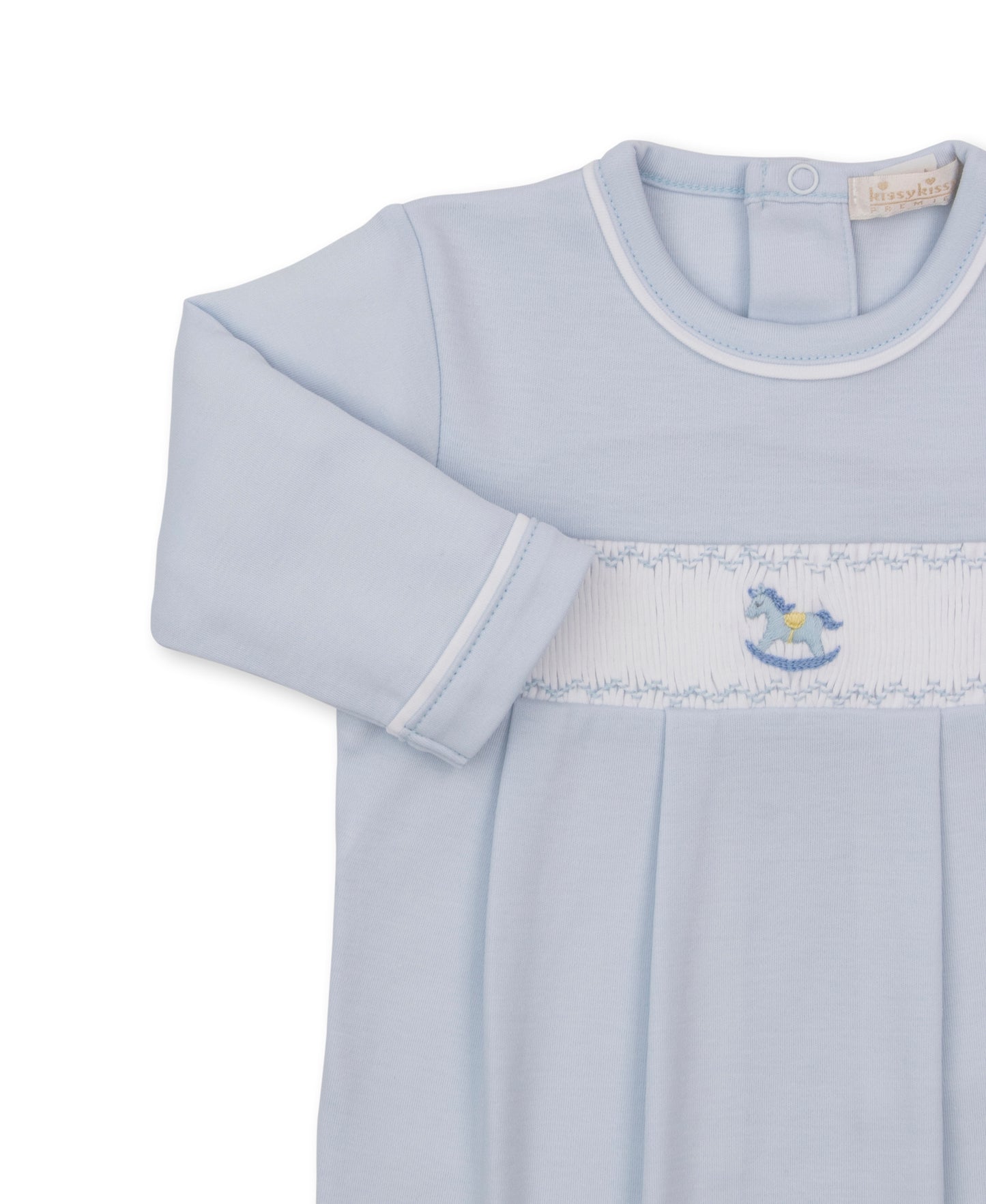 CLB Fall Medley 26 Blue Hand Smocked Footie